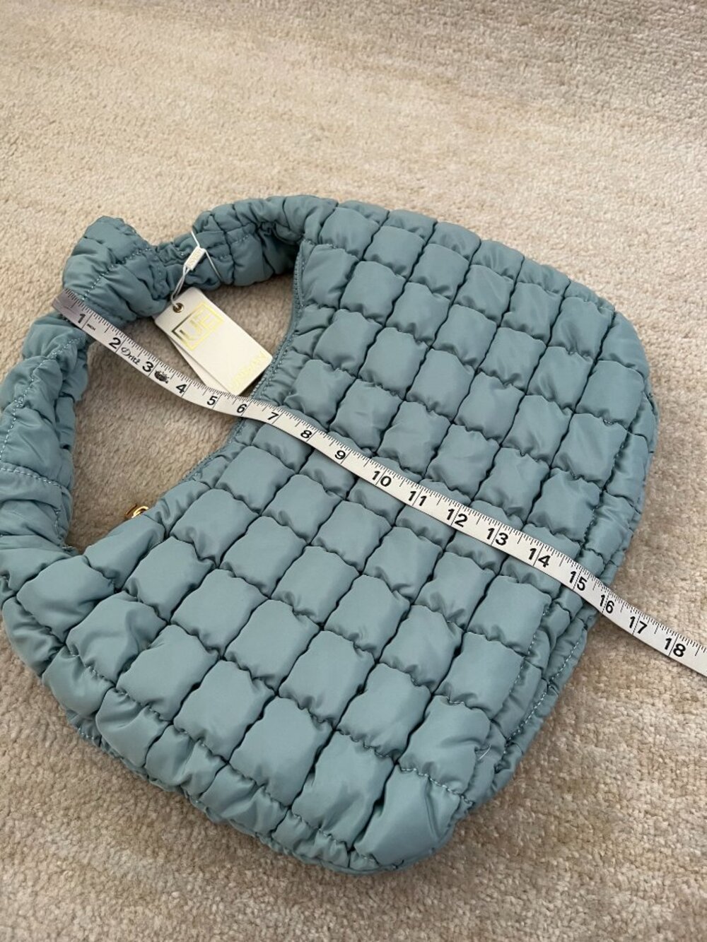 NWT Urban Expressions Blue Quilted Puffer Bag - Picture 8 of 9